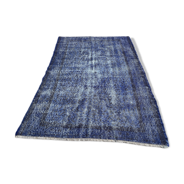 Distressed turkish rug 185x120 cm wool vintage rug, over-dyed red