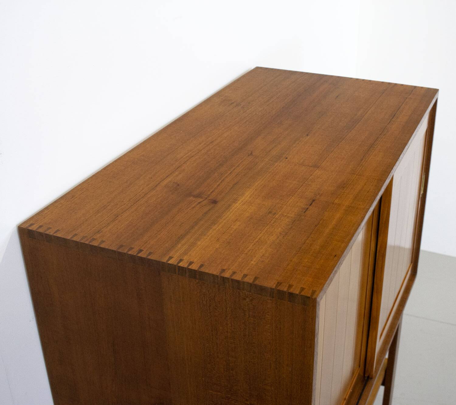 Mid Century Cherry and Teak Linen Cabinet, 1960s