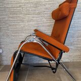 Lama 1970 relax armchair, orange velvet lounge chair