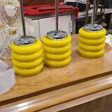3 Space Age pendant lights in yellow Murano glass Mazzega, Ital 1950 a70 10x12x36