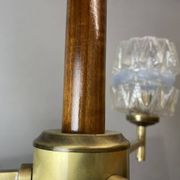 Mid Century Modern 3-light wood and glass chandelier
