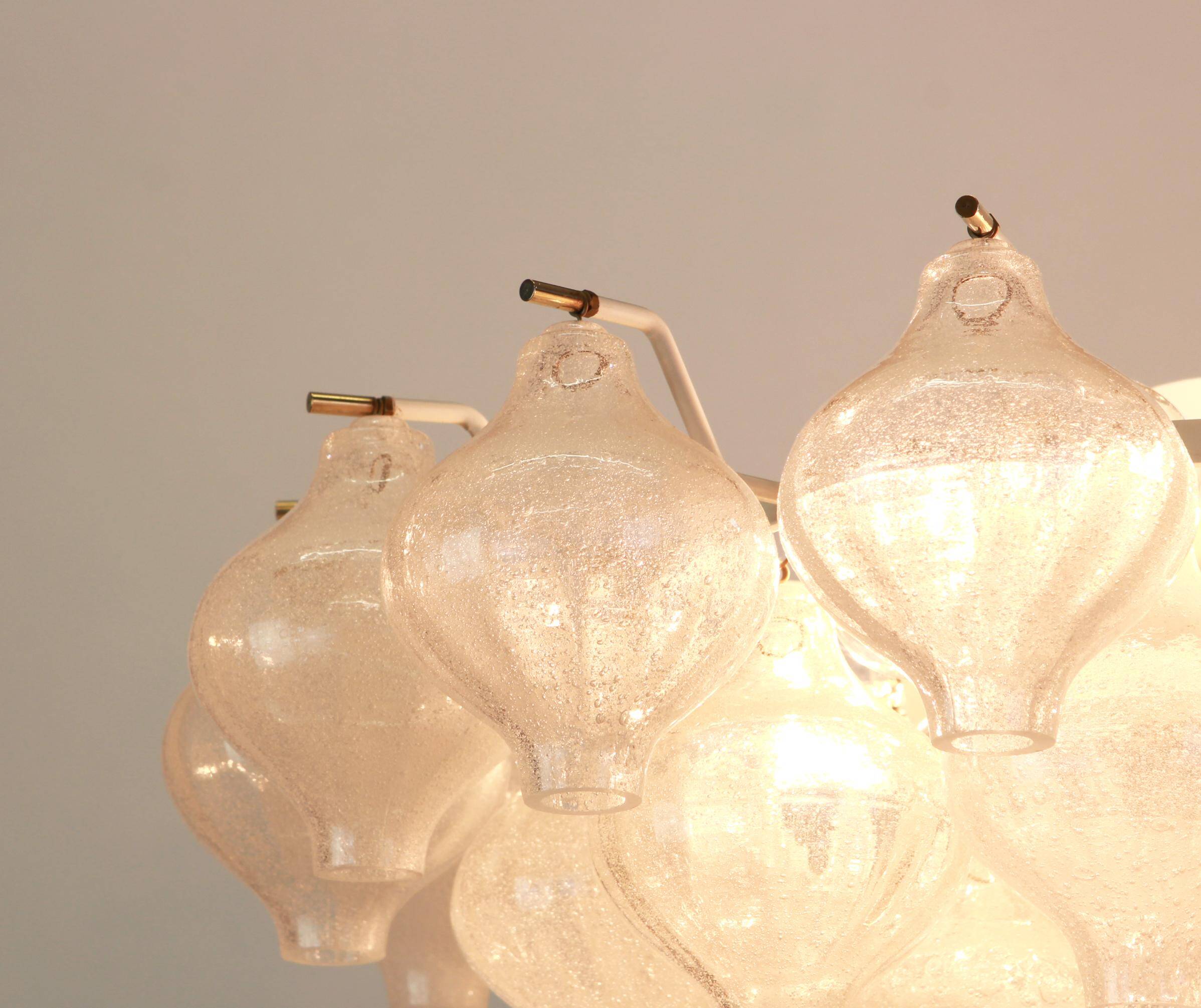 1 of 6 large tulip glass chandeliers by Kalmar, Austria, 1960s