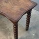 Console in carved solid oak with twisted turned legs, 1890