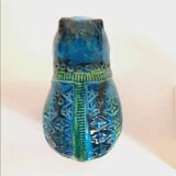 Cat statue, vintage, Aldo Londi for Bitossi, Rimini blue series