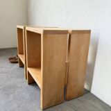 Pair of pine stools or bedside tables, mountain furniture, 1950s