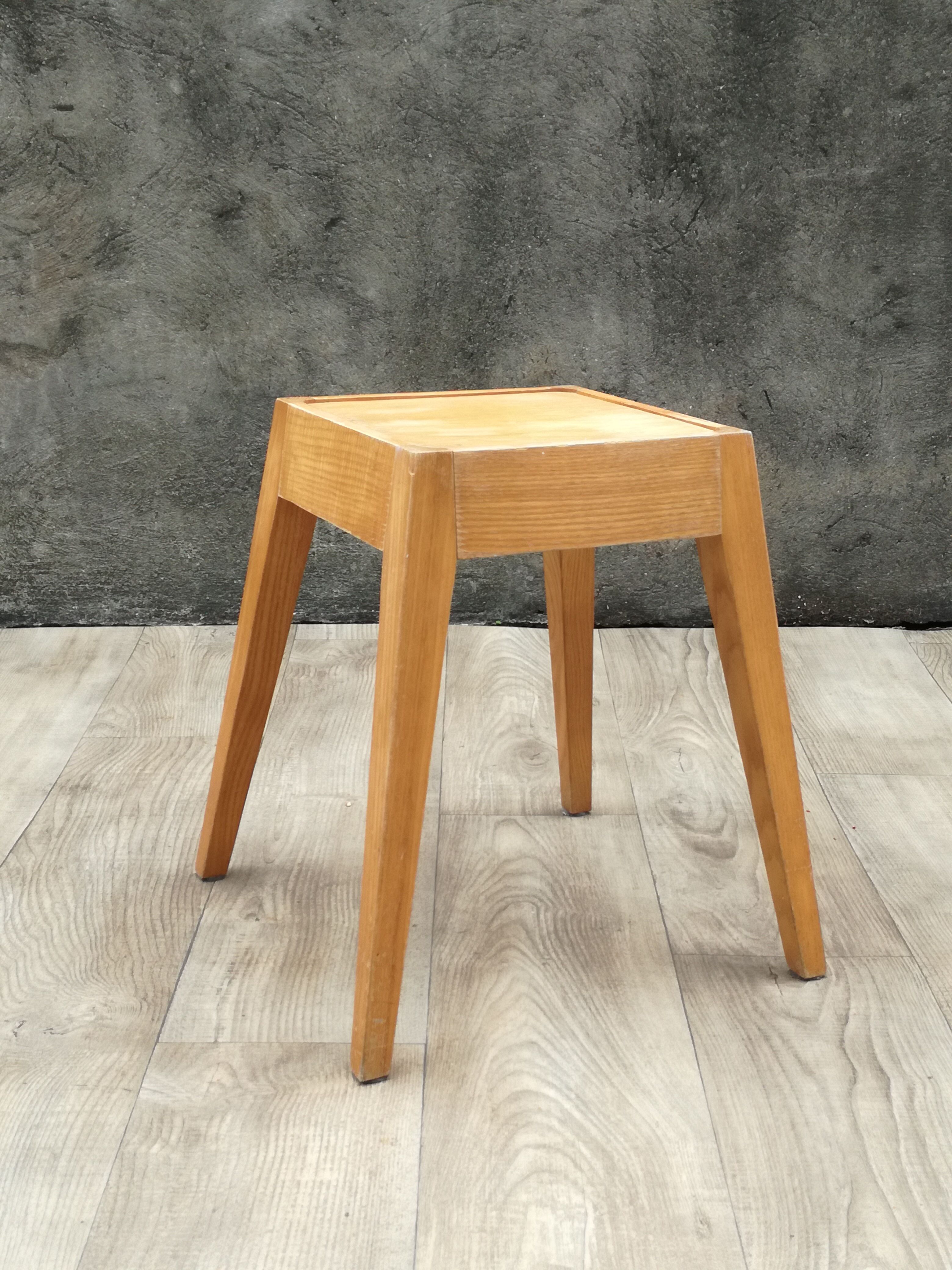 Vintage beech stool compass feet