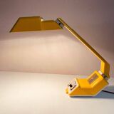 Yellow desk lamp with clock Polam Pułtusk, lata 80.