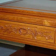 Vintage Oriental Teak Bedside Table with Drawer and Shelf, China
