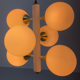Kaiser Leuchten Sputnik in brass and metal with 6 opaline bulbs