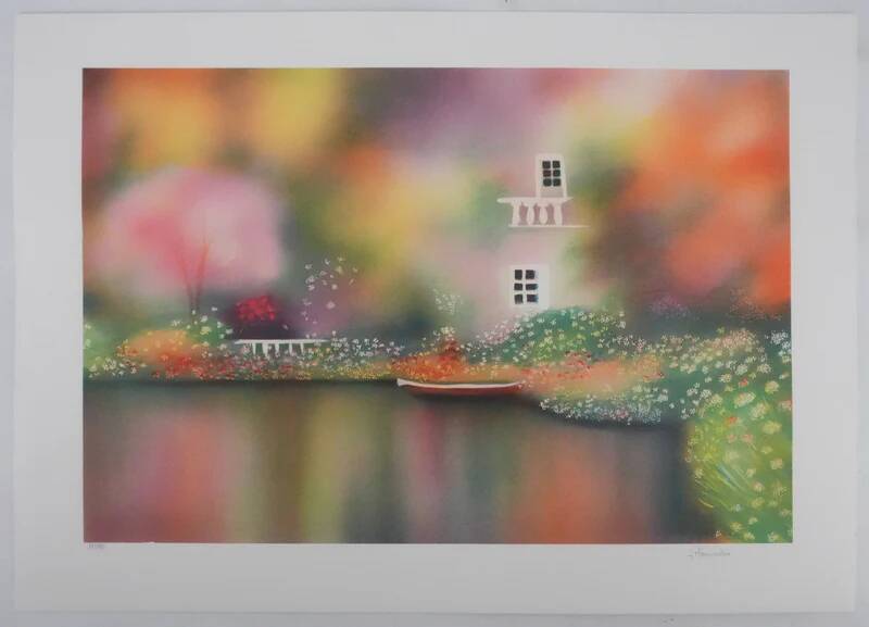 José MANISCALCO: The House by the Lake, original signed lithograph