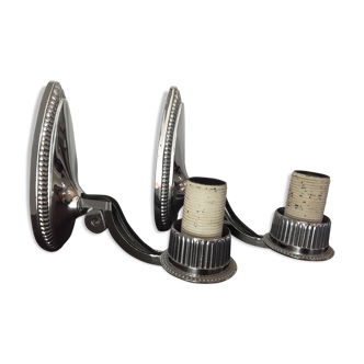 Pair of chrome sconces
