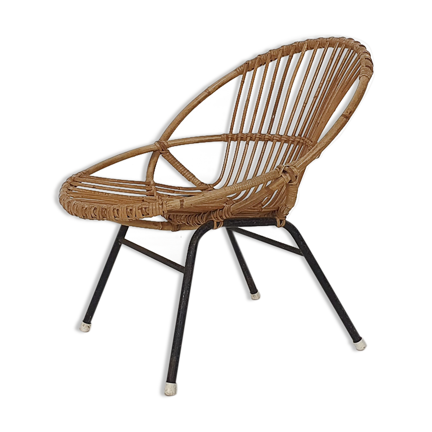 Rattan and metal armchair Rohe Noordwolde, Netherlands 1950s