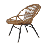Rattan and metal armchair Rohe Noordwolde, Netherlands 1950s