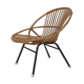 Rattan and metal armchair Rohe Noordwolde, Netherlands 1950s
