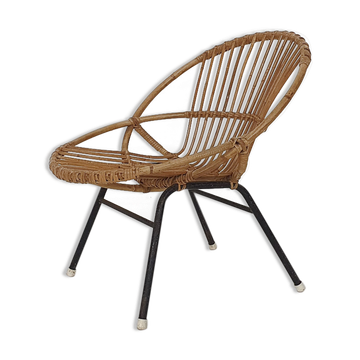 Rattan and metal armchair Rohe Noordwolde, Netherlands 1950s