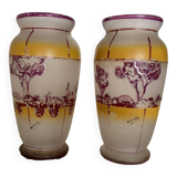 PAIR OF GLASS PASTE VASES