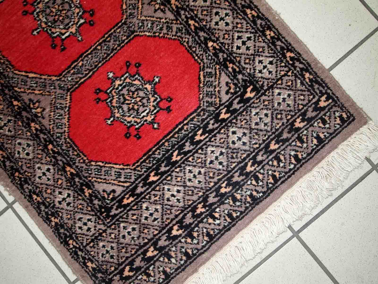 Vintage carpet Uzbek Bukhara handmade 65cm x 170cm 1960s, 1C712