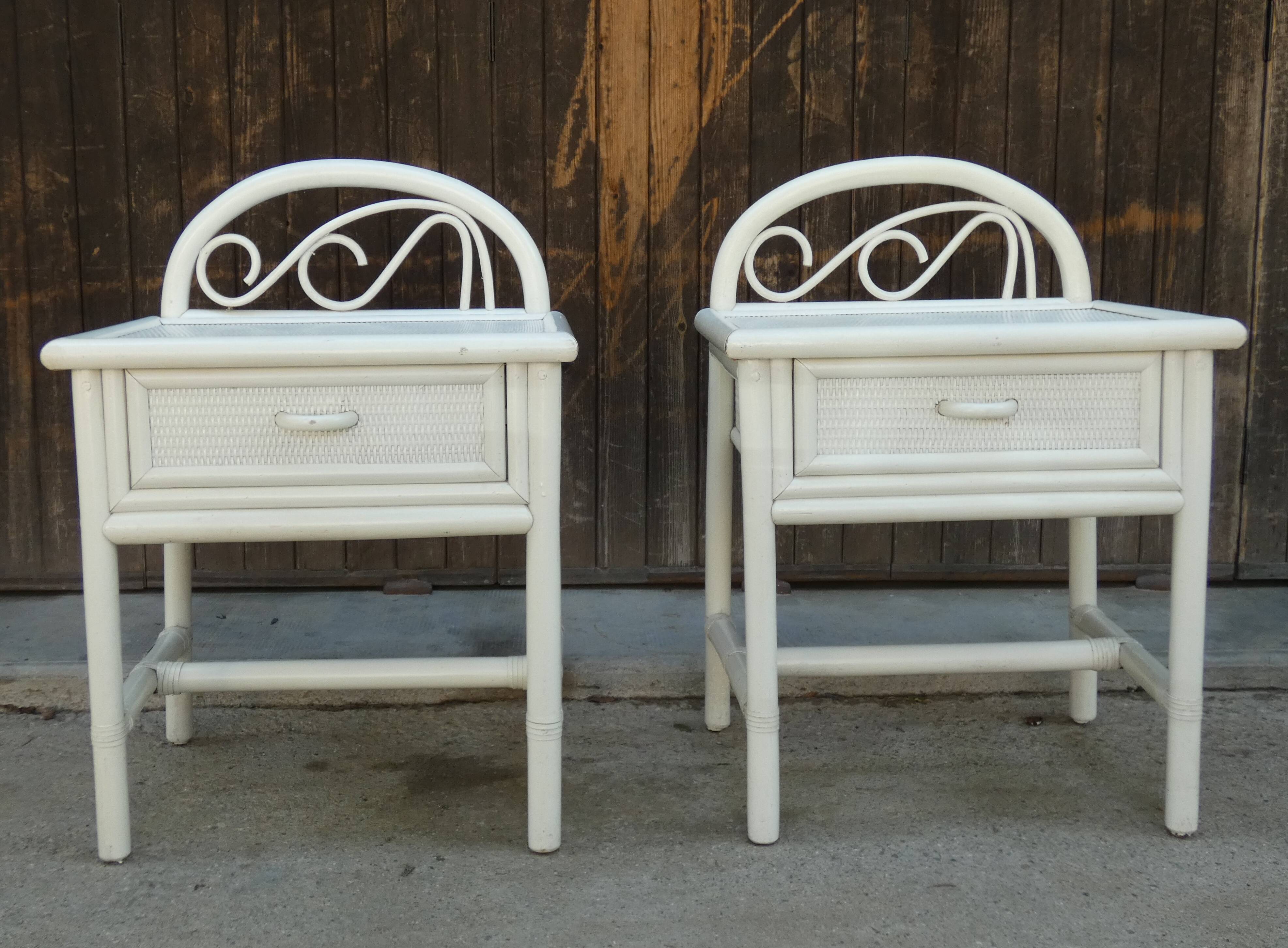 Pair rattan chevets circa 1970