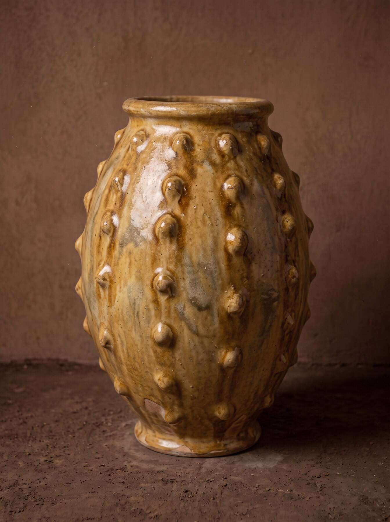 Glazed terracotta reserve jar with bulges