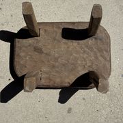 Small stool, oval solid teak accent stool wabi-sabi H25 45x31.