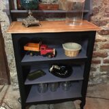 Oak, black and gray bookcase