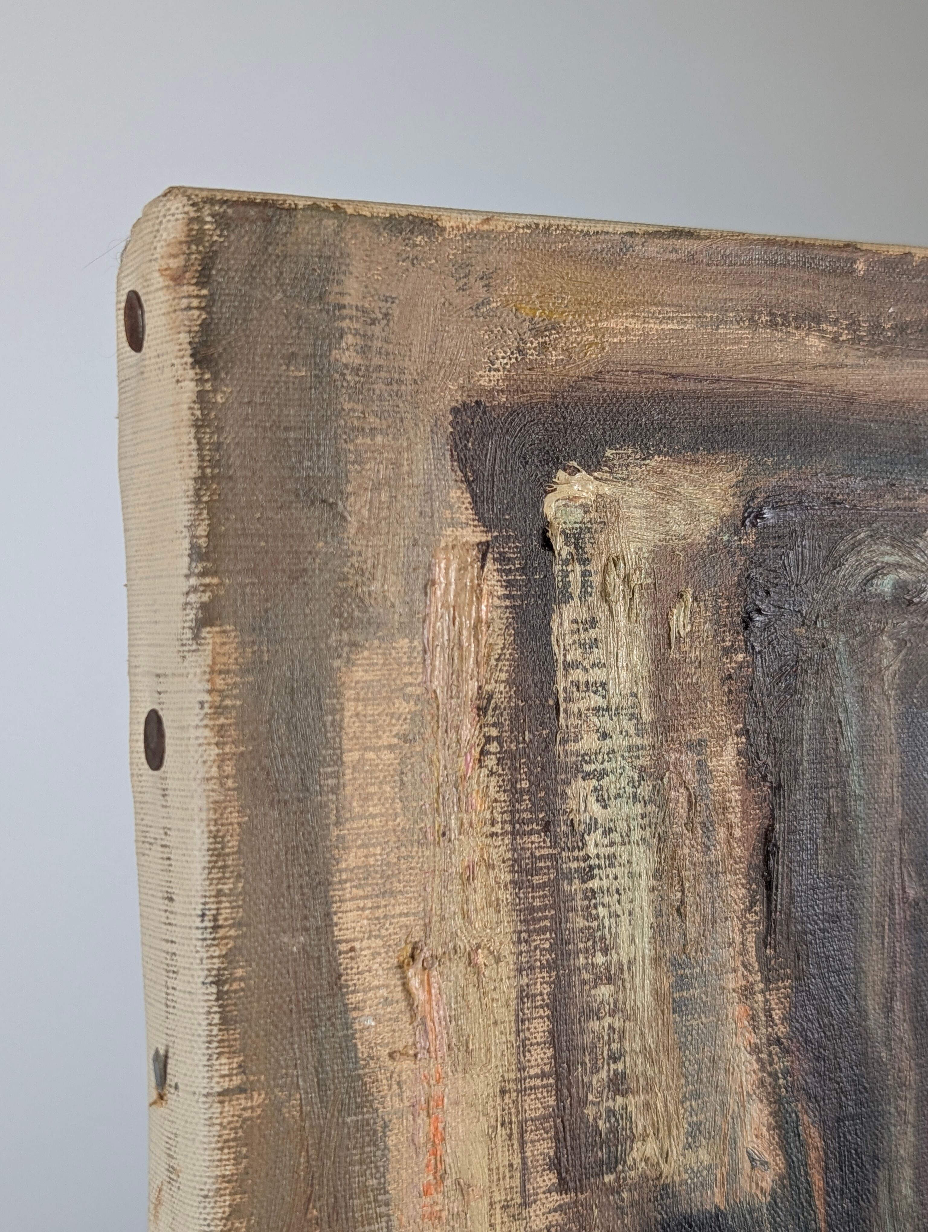 Cubist expressionist portrait in oil by Calvo Carrión 1970s