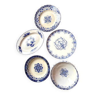 5 large serving plates, French production