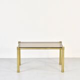 Midcentury Italian Tubular Brass And Smoked Glass Coffee Table. Retro.