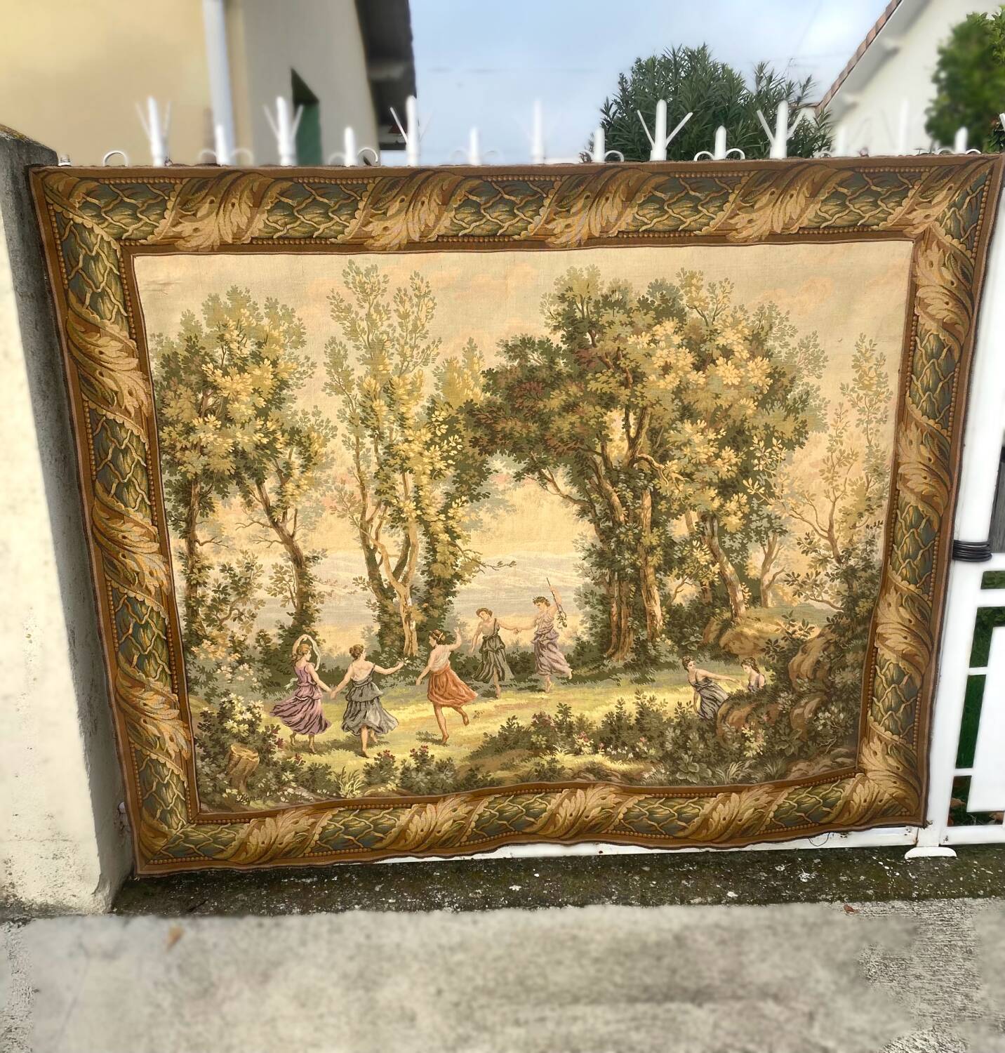 Large Gobelins tapestry wall hanging, Jules Pansu, pastoral scene