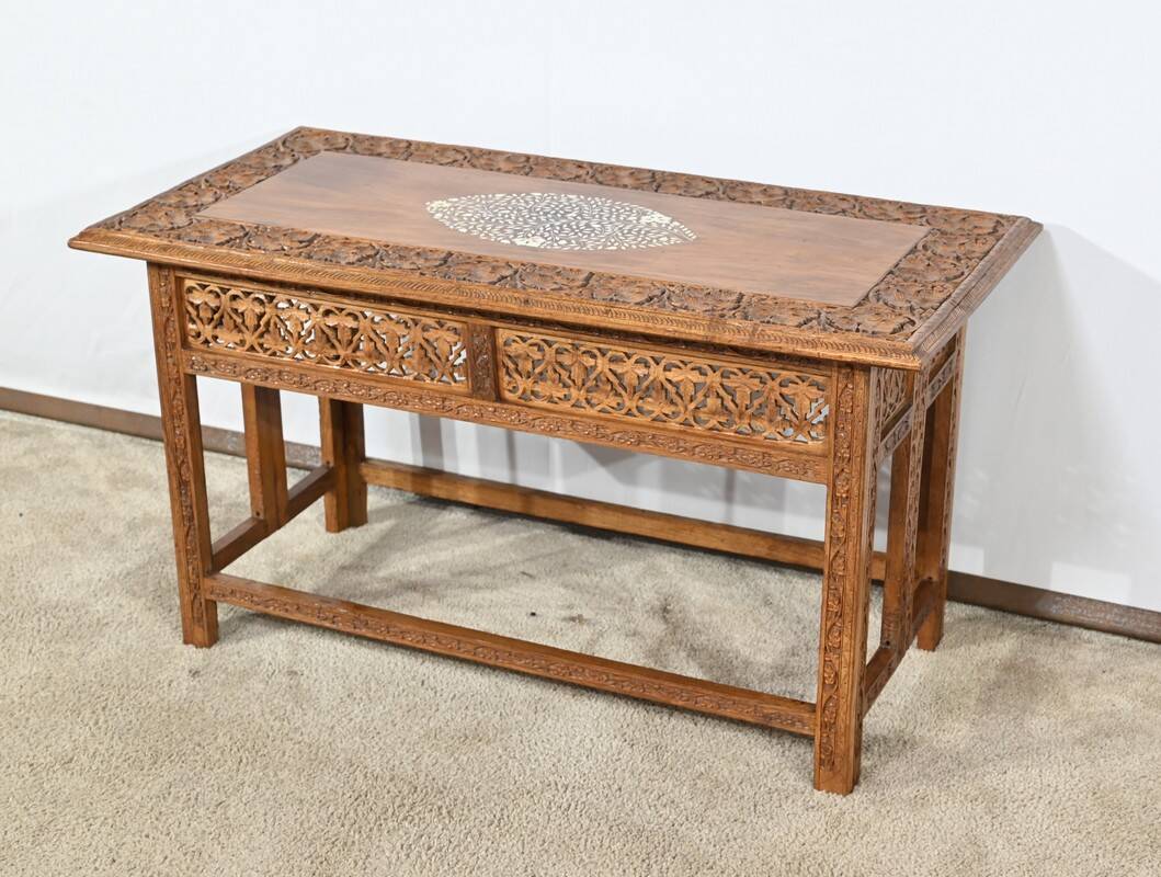Table Orientale Pliante en Bois Exotique – Début XXe