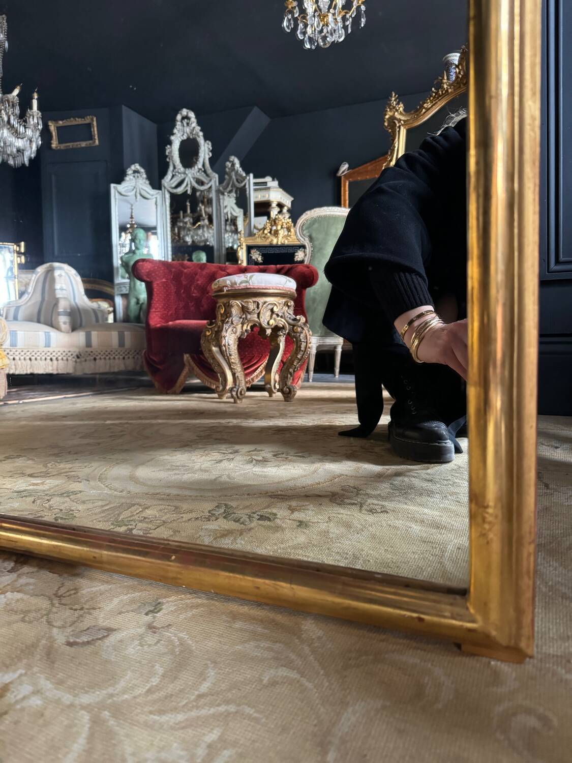 Miroir de cheminée d’époque louis philippe en bois doré (1m88x1m03) xixe