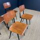 Ensemble de 4 chaises obo 60.10 bois miel pieds compas noirs