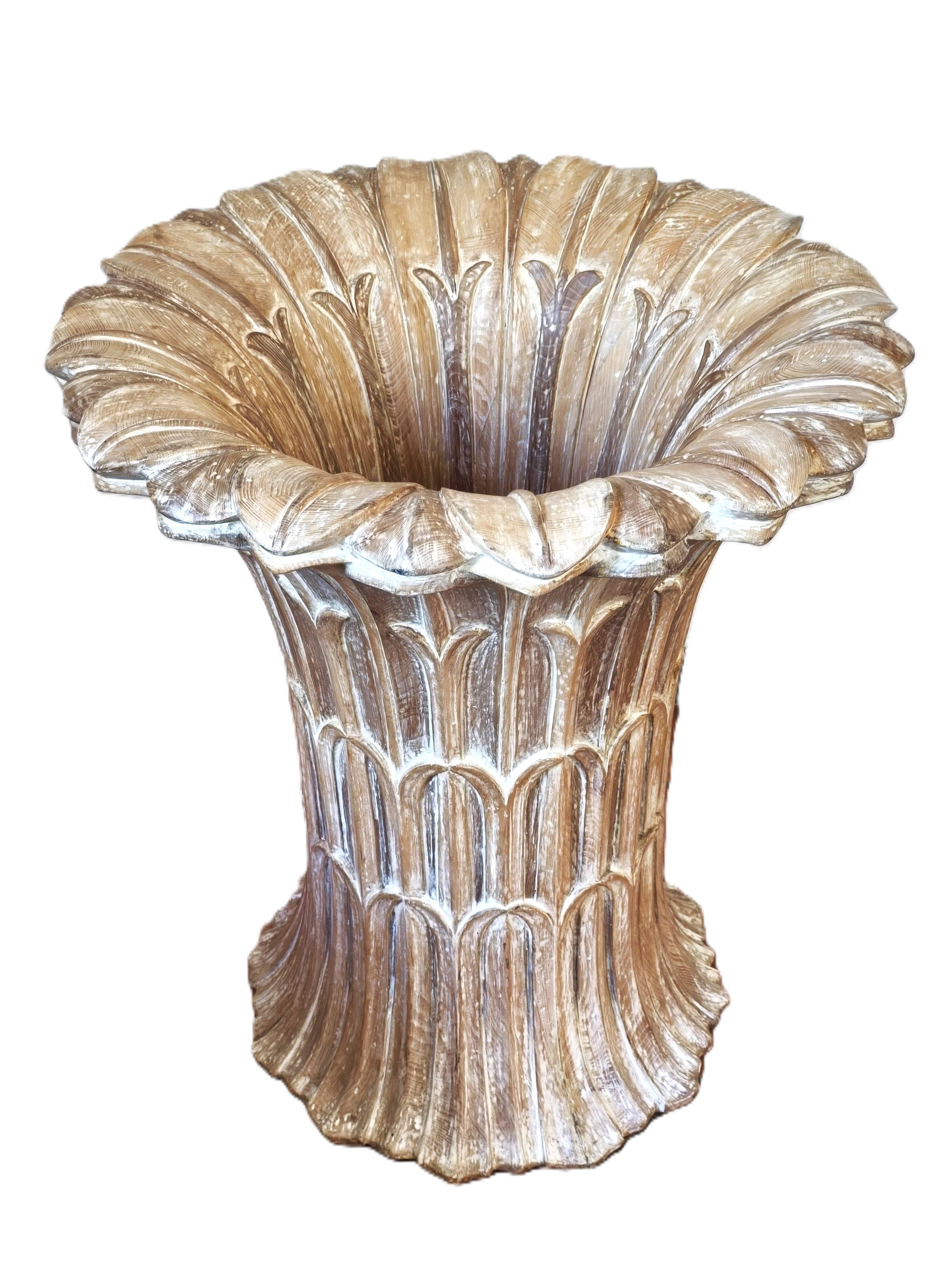Italian dining table in carved oak with a glass top, vintage.