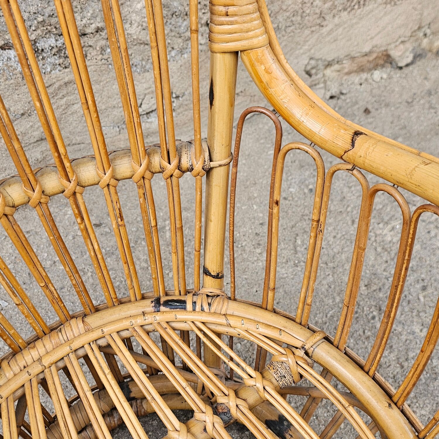 Bamboo and rattan armchair 50s Italy