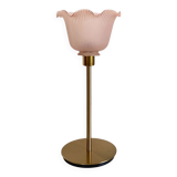 Lampe à poser avec globe en verre strié rose poudré