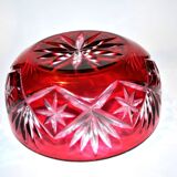 Saint-Louis Massenet cut crystal bowl lined with Raspberry Red OVERLAY