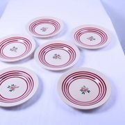 Set of 6 small antique Gien plates