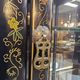 Vitrine chinoise vintage avec miroir, décor fleurs et oiseaux