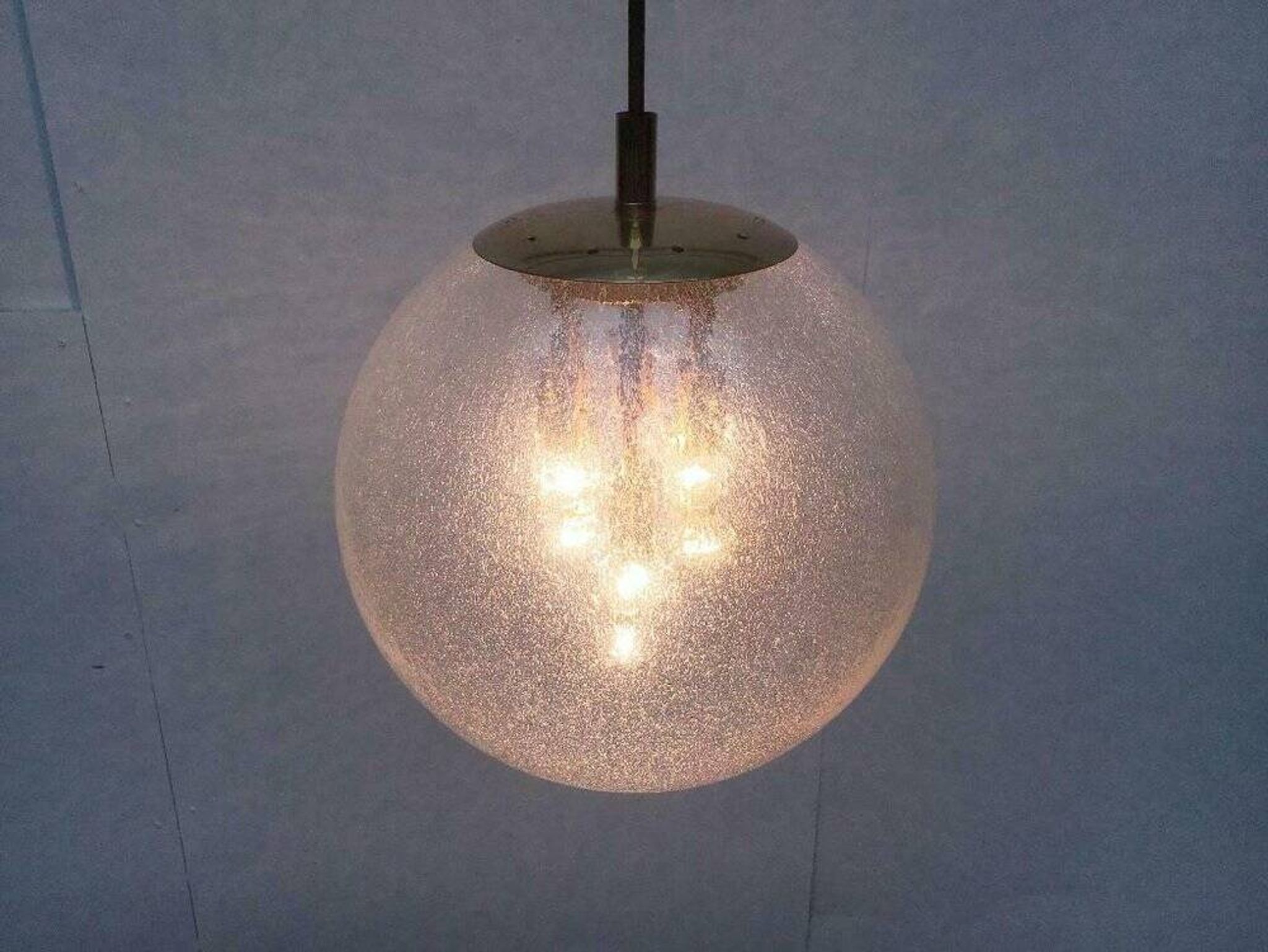 Large glass and brass planet ball pendant lamp from the mid-century German space age, 1960s.