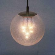 Large glass and brass planet ball pendant lamp from the mid-century German space age, 1960s.
