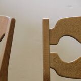 1960s Danish brutalist oak Razorblade dining chairs attributed to Henning Kjærnulf