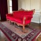 Vintage red baroque armchair / three-seater sofa