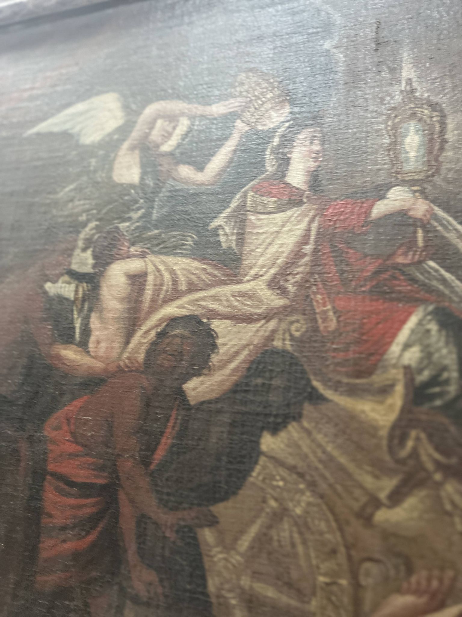 Huile sur toile, encadrement en bois doré, XVIII siècle