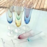 Set of 10 colorful champagne flutes