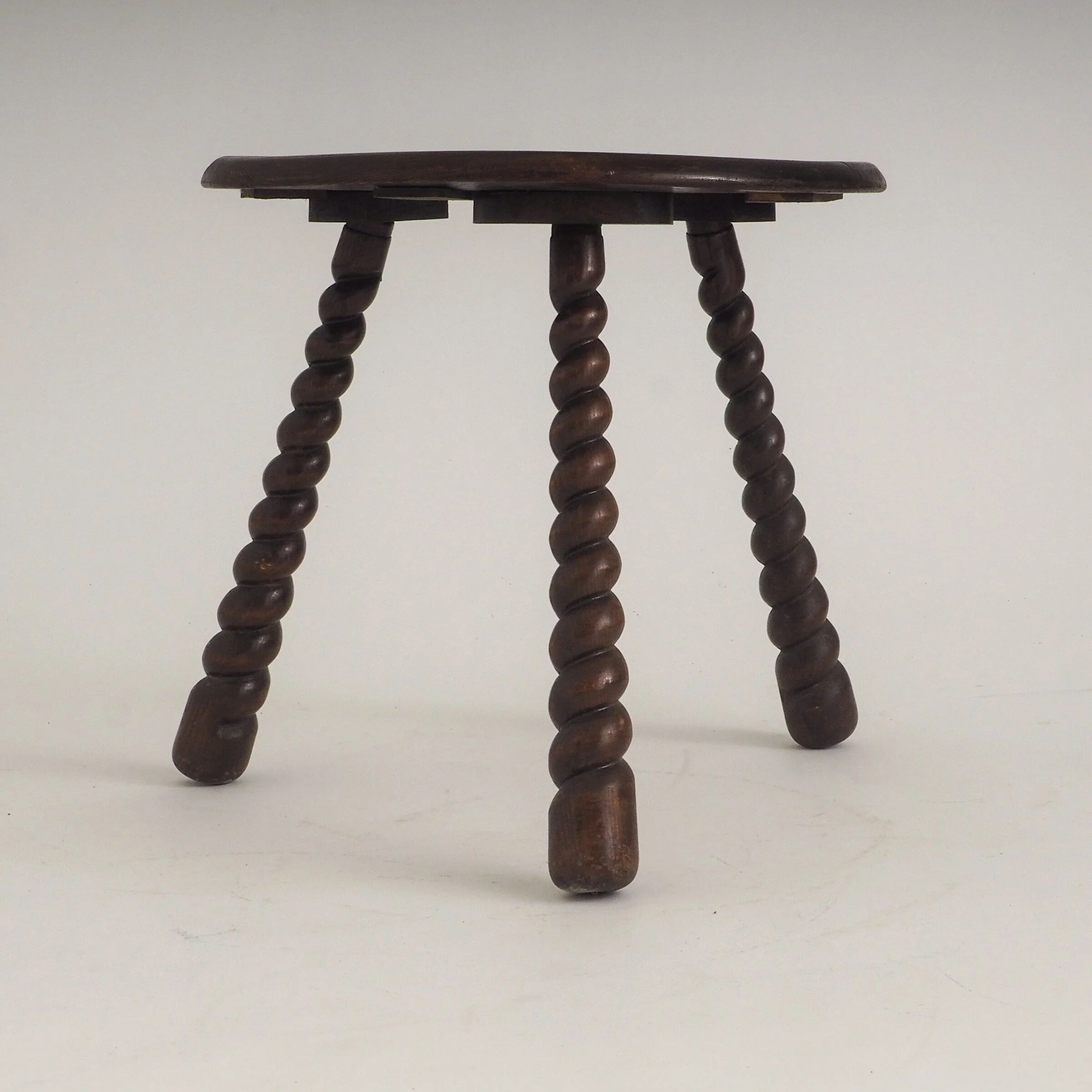 French oak tripod side table attributed to Charles Dudouyt