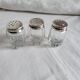 3 Antique Salt Cellars Silver Cork Crab Mark