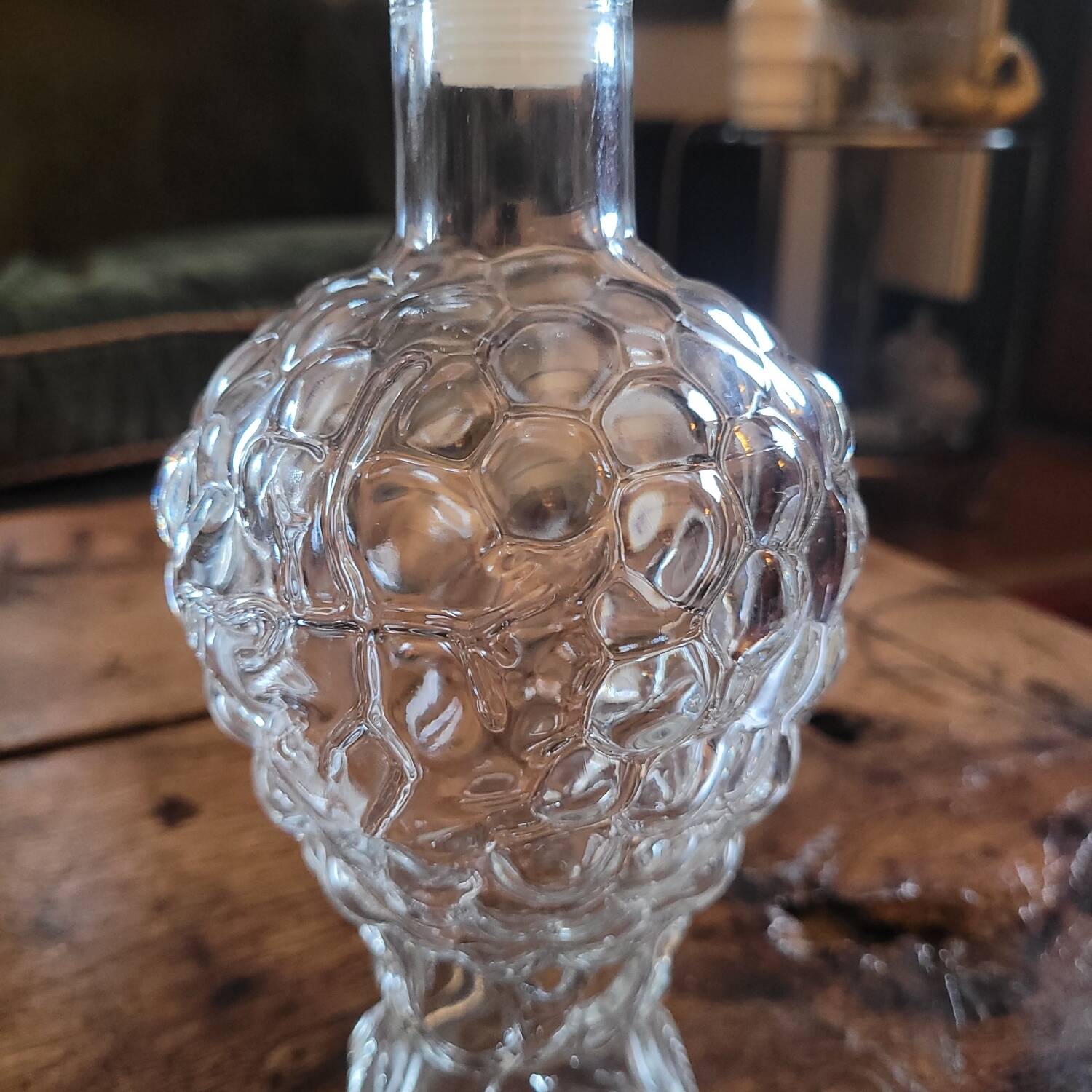 Moulded glass carafe with grape cluster decoration – 1950s