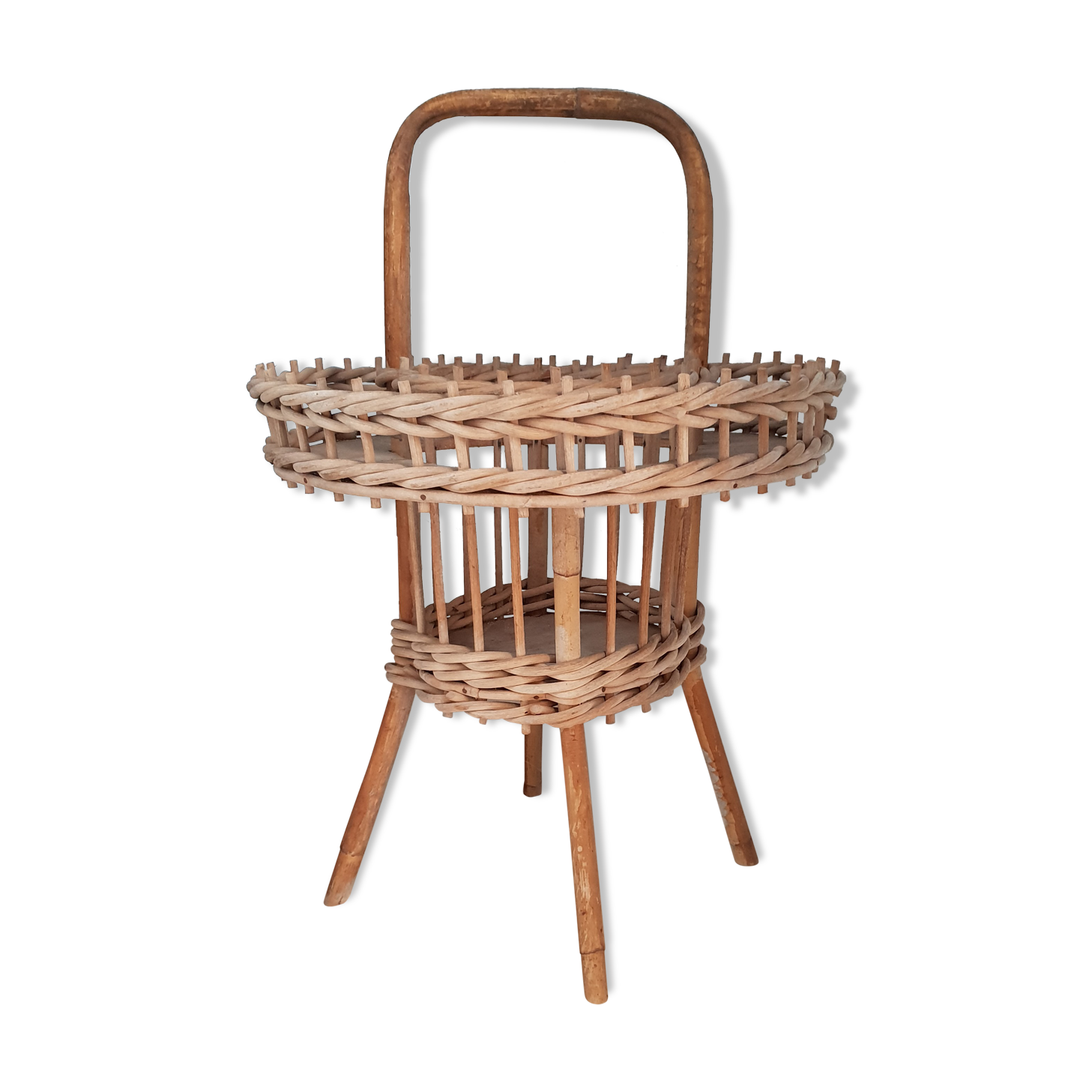 Portable rattan wicker bar from the 60's