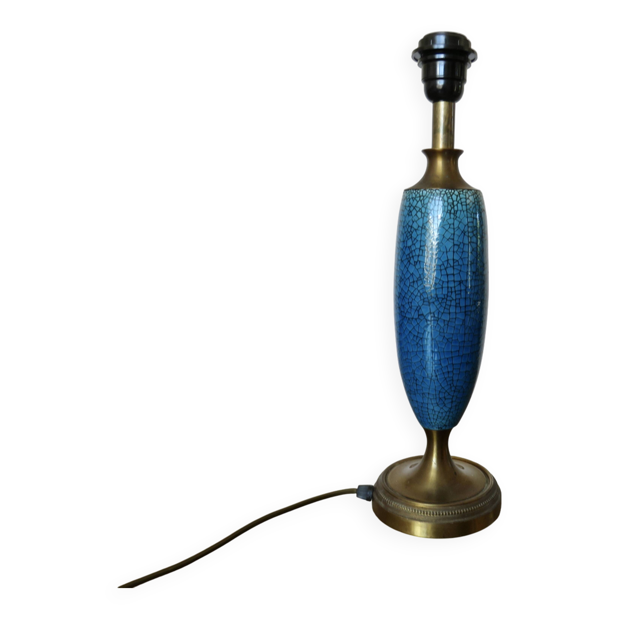 Blue and bronze crackle ceramic lamp
