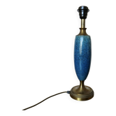Lampe en céramique craquelée bleue et bronze